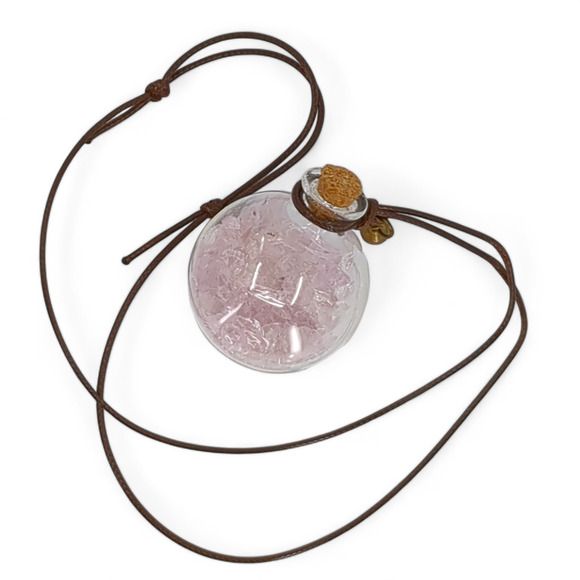 Pink Glass Shard Globe Car Charm Suncatcher Wish Bottle Handmade J2433 - Picture 4 of 4